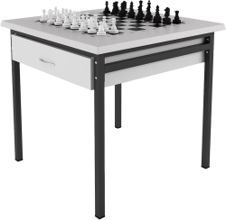 RFG Маса за шах, над VII клас, 700 х 700 х 750 мм, Бял плот, Сив метал