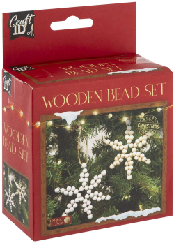 Craft ID Комплект мъниста за коледна украса - Звезди, дървени