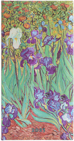 Канцеларски продукт Paperblanks Планер Van Gogh's Irises, Slim, хоризонтален, твърда корица, 80 листа, за 2025 година