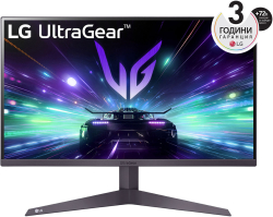Монитор Геймърски LG UltraGear 24GS50F-B, 24" FHD, VA, 180 Hz, 250 cd/m2, 5 ms GtG, HDMI, DisplayPort