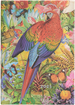 Канцеларски продукт Paperblanks Планер Tropical Garden, Midi, вертикален, твърда корица, 80 листа, за 2025 година
