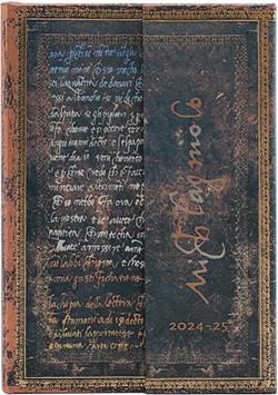  Paperblanks Планер Michelangelo, Mini, хоризонтален, твърда корица, 104 листа, за 2024-2025 година