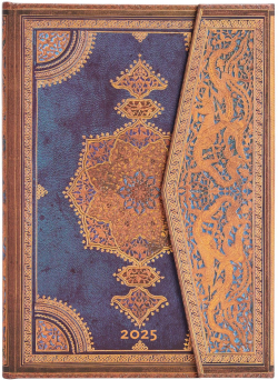 Канцеларски продукт Paperblanks Планер Safavid Indigo, Midi, вертикален, твърда корица, 80 листа, за 2025 година