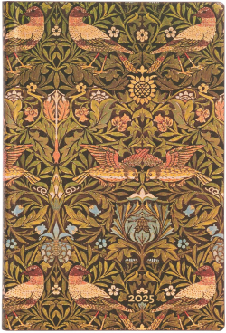 Канцеларски продукт Paperblanks Планер Morris Birds, Mini, хоризонтален, мека корица, 88 листа, за 2025 година