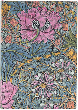 Канцеларски продукт Paperblanks Планер Morris Pink, Midi, хоризонтален, мека корица, 112 листа, за 2024-2025 година
