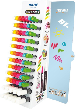 Milan Дисплей Fluoglass, с 96 маркера, асорти