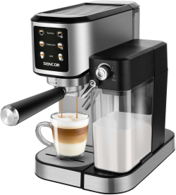 Кафемашина Sencor SES 4910SS, 20 bar, 1350 W, с контейнер за мляко