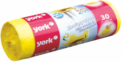 Продукт York Торби за смет, с връзка, жълти, 20 L, 30 броя