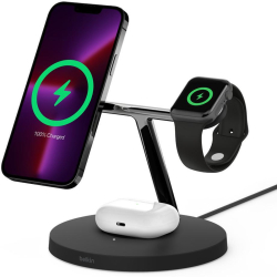 Принадлежност за смартфон Стойка за безжично зареждане 3 в 1 Belkin MagSafe, Черен