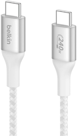 Кабел Belkin BOOST CHARGE™ USB-C към USB-C Cable Braided 240W 2M, Бял