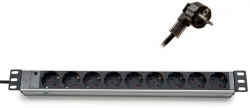 Контакт Formrack 19" 9 way power outlet strip (Schuko) Aluminium 1U