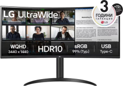 Монитор LG 34WR55QK-B 34" UltraWide AG , Curved 21:9 VA Panel, 5ms, 3000:1, WQHD 3440x1440