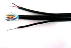 Кабел FTP/M Cat5e 24AWG CU+2x0.75mm CU захранване + носещо въже