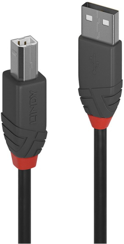 КАБЕЛ USB LINDY - USB to USB-B - 3,0 m - Black - PN 36674