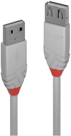 КАБЕЛ USB LINDY - USB to USB - 2,0 m - Grey - PN 36713