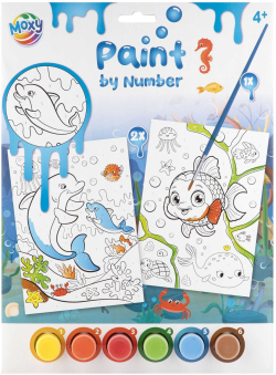 Moxy Рисуване по номера Подводен свят, 2xA4, с четка и 6 бои