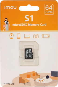 SD/флаш карта Imou microSDXC 64GB + SD Adapter Class 10, U3, V30