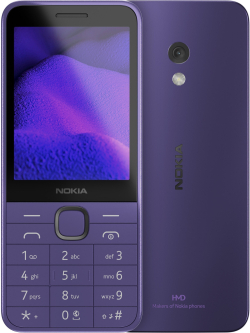 Смартфон Nokia 235 4G 2024, 64MB, 128MB, 2.8" TFT, 2MP камера, MicroSD до 32 GB, BT5.0, Тype-C, FM, Лилав