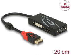 Кабел/адаптер Адаптер DeLock, DisplayPort 1.2 мъжко  VGA - HDMI - DVI женско, 4K