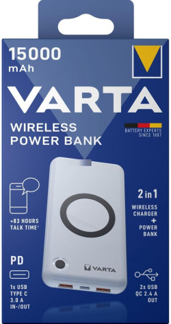 Батерия за смартфон ПРЕНОСИМА БАТЕРИЯ VARTA POWERBANK ENERGY WIRELESS 15000mAh