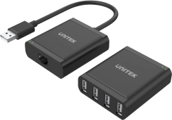 Мрежов продукт Unitek удължител USB Extension over LAN - USB-A Male to 4 port Female