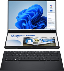 Лаптоп ASUS Zenbook Duo 2024, Intel Core Ultra 7 255H, 32GB, 1TB SSD NVMe, 14" OLED сензорен , Черен