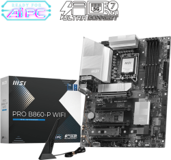 Дънна платка MSI PRO B860-P WIFI, ATX, LGA1851, 4х DDR5, 6400 MHz, 5000 Mb/s, WiFi 7, BT 5,4, HDMI