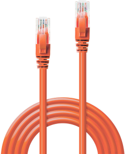  LINDY LNY-48105 :: UTP patch кабел, Cat. 6, меден, оранжев, 0.3 м