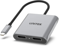 Кабел/адаптер Unitek Адаптер Adapter USB-C M to DisplayPort x 2 F - 8K@30Hz, MST - V1404A