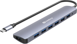 Лаптоп аксесоар Sandberg SNB-136-40 :: Хъб USB-C към 7x USB А, USB 3.0