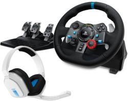 Мултимедиен продукт Logitech G29 Driving Force Racing Wheel for PlayStation 5 and PlayStation 4 - Black,  Astro A10, PS5-PS4 - White