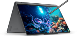 Лаптоп LENOVO Yoga 9 2-in-1, Intel Core Ultra 7 258V, 32GB, 1TB SSD NVMe, 14" 3840 x 2400 OLED, Windows 11 Home, Сив