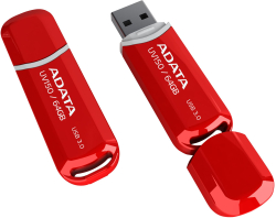 USB флаш памет ADATA UV150, 64 GB, USB 3.2, До 100 MB/s, Червен