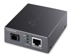 Медия конвертор Omada 10/100/1000 Mbps RJ45 към 1000 Mbps едномодов, SC WDM двупосочен оптичен, Черен