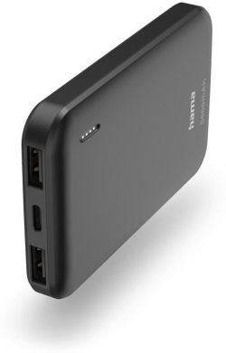 Външна батерия HAMA Външна батерия Pocket 5 Power Pack, 5000 mAh, Изходи: 2x USB-A, антрацит