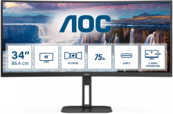 Монитор AOC CU34V5C-BK, 34" Curved 1500R VA WLED, 3440x1440 100Hz, 4ms GtG, 300cd m-2