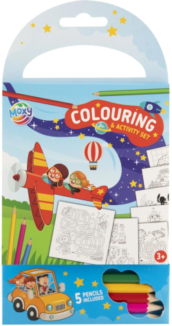  Moxy Книжка за оцветяване и дейности, с 5 молива, за момчета