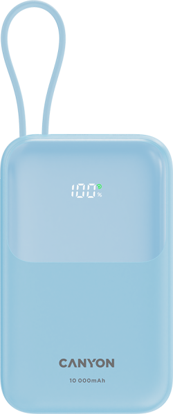 Външна батерия CANYON power bank OnPower 101 built-in cable 10000 mAh PD22.5W Blue