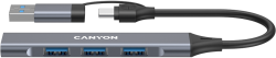 USB Хъб CANYON hub DS-02 4in1 USB-A-C Grey