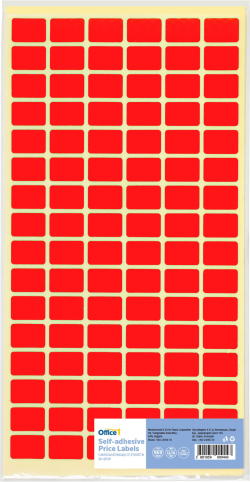  Office 1 Самозалепващи се етикети за цени, 12 x 18 mm, червени, 960 броя