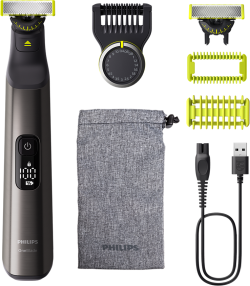 Тример PHILIPS OneBlade Pro 360 Face + Body - 100 – 240 V, 5.4 W, За използване на сухо и мокро, Гребен за оформяне, 20 настройки
