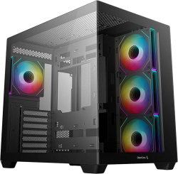 Кутия DeepCool CG530 4F - 2 x USB 3.0, 4 x 120 мм. ARGB вентилатора, с прозорец, черна, без захранване; CG530_4F