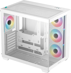 Кутия DeepCool CG530 4F WH - 2 x USB 3.0 Type A, 4 x 120 мм. ARGB вентилатора, с прозорец, бяла, без захранване