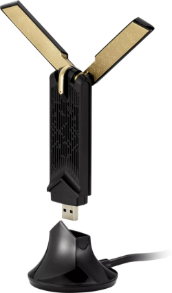 Мрежова LAN карта/адаптер Asus USB Adapter, USB-AX56, AX1800, Dual-Band, USB 3.2 Gen 1, OFDMA, MU-MIMO, 2x External antenna, Black