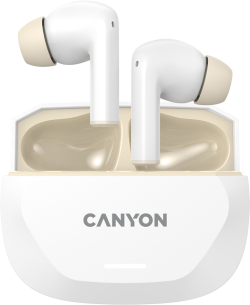 Слушалки CANYON headset HEXAGON 7 TWS ANC+ENC Wireless Charge White Beige