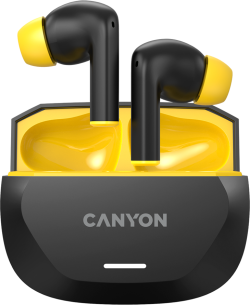 Слушалки CANYON headset HEXAGON 7 TWS ANC+ENC Wireless Charge Black Yellow