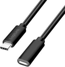 Кабел/адаптер LogiLink USB2 C-C Mъжко/Женско, 3.0 метра, 3A, Черен, CU0212