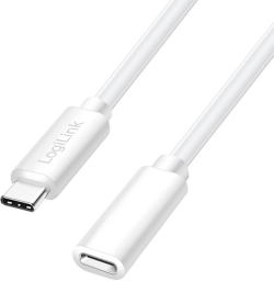 Кабел/адаптер Logilink CU0222, USB кабел - USB2 C-C M-F, 3A, Бял, 3.00 метра