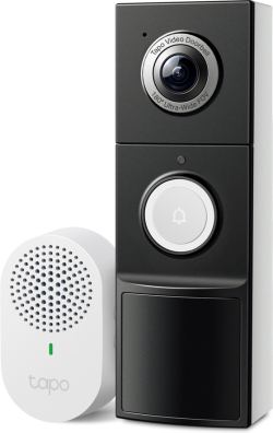 Уеб камера TP-Link Tapo D235 Интелигентен видео звънец - 2K 5MP яснота, 180° ултраширок изглед, 10000 mAh, До 512 GB