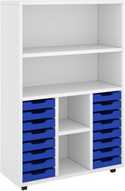Етажерка RFG, с 14 PP сини тавички, 1040 х 400 х 1500 mm, ПДЧ 18 mm, бяла